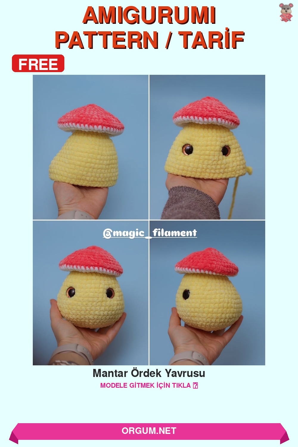 Mantar Ördek Yavrusu Amigurumi Tarifi Pin
