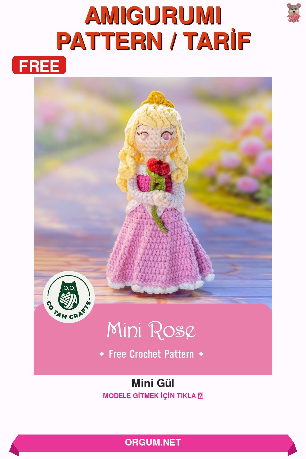 Mini Gül Amigurumi Tarifi Pin
