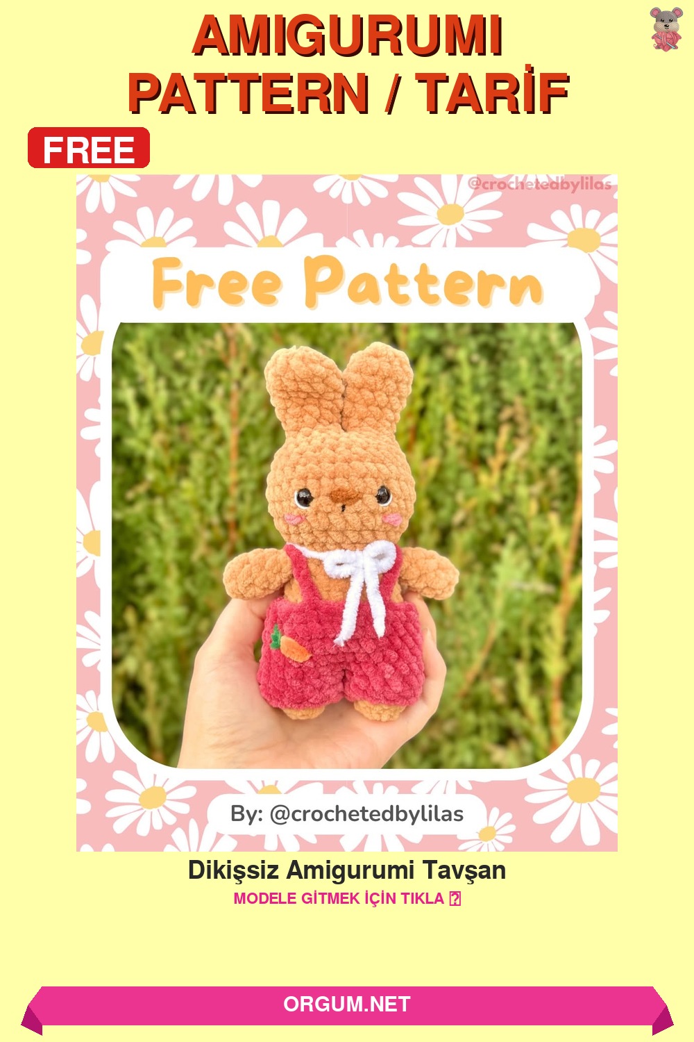 Dikişsiz Amigurumi Tavşan Amigurumi Tarifi Pin