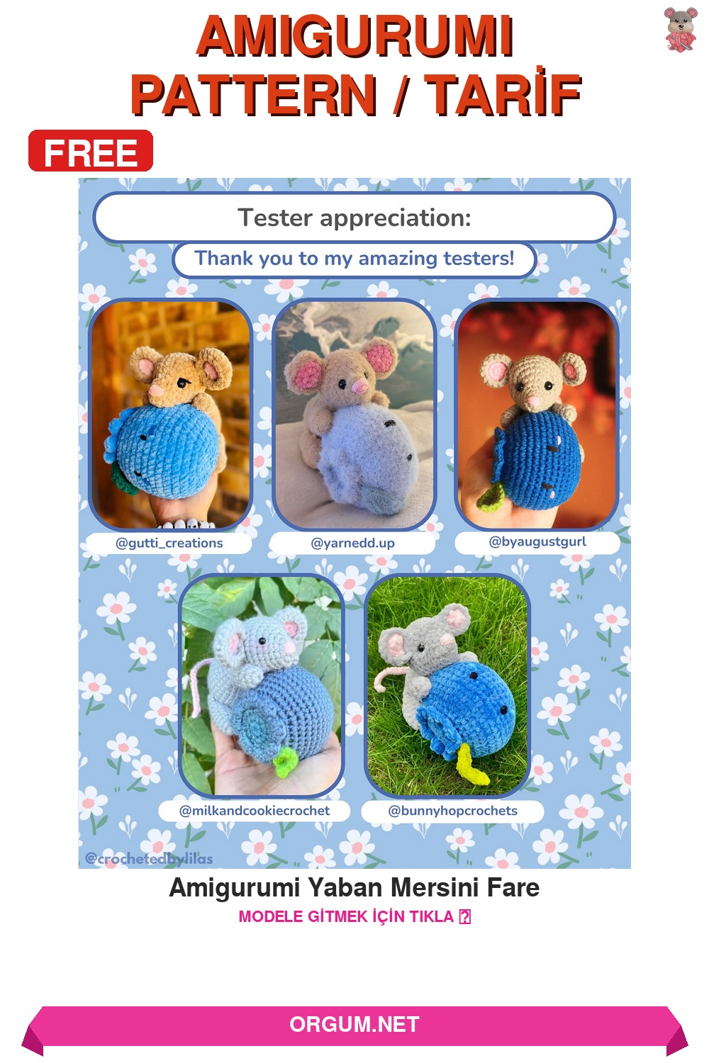 Amigurumi Yaban Mersini Fare Amigurumi Tarifi Pin