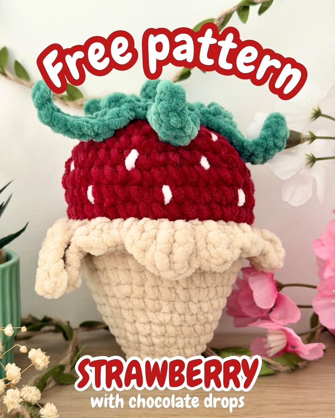Çikolata Damlalı Çilek Amigurumi Amigurumi