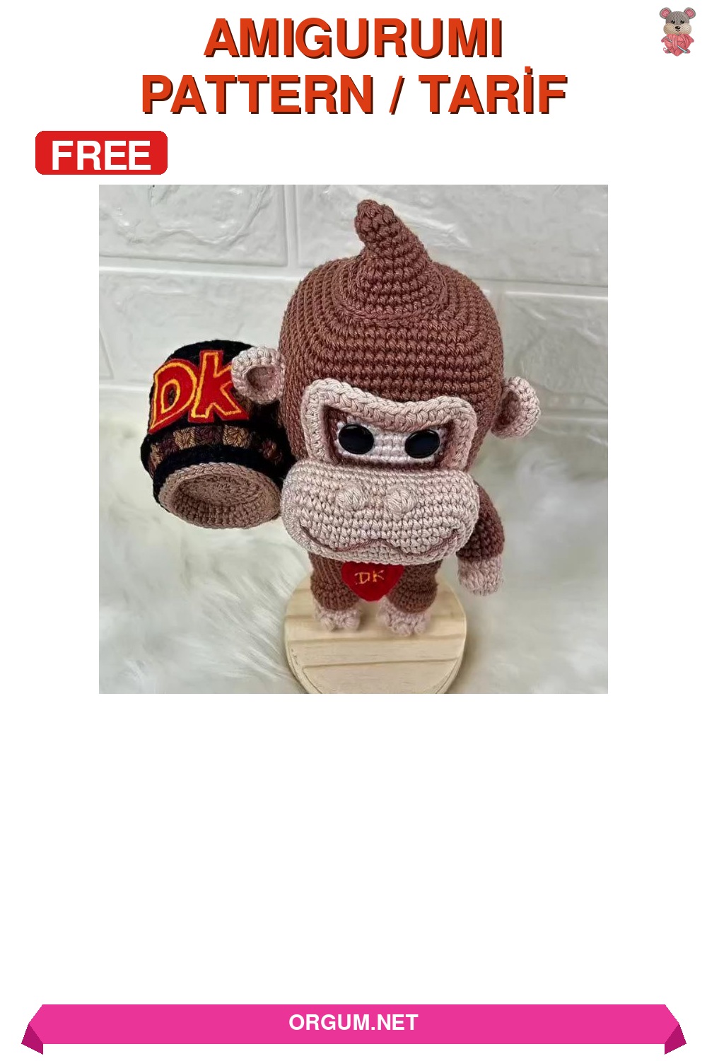 Donkey Kong Varili Amigurumi Tarifi: Ücretsiz Ve Detaylı Anlatım 4 Donkey Kong Varili Amigurumi Tarifi Pin