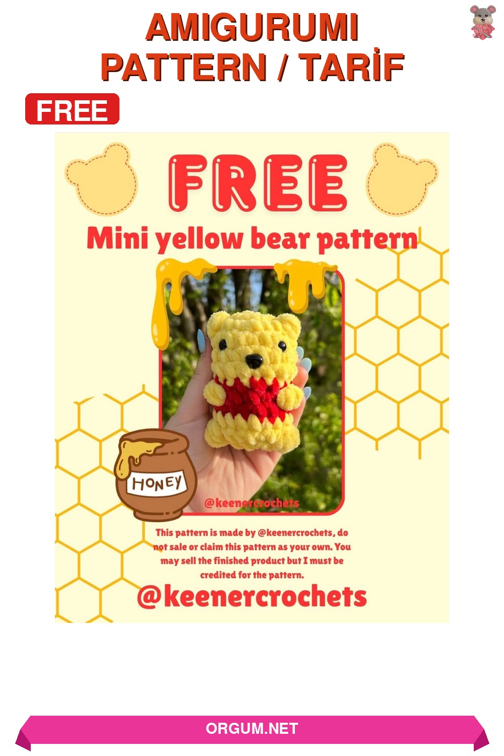 Mini Sarı Ayıcık Amigurumi Tarifi Pin