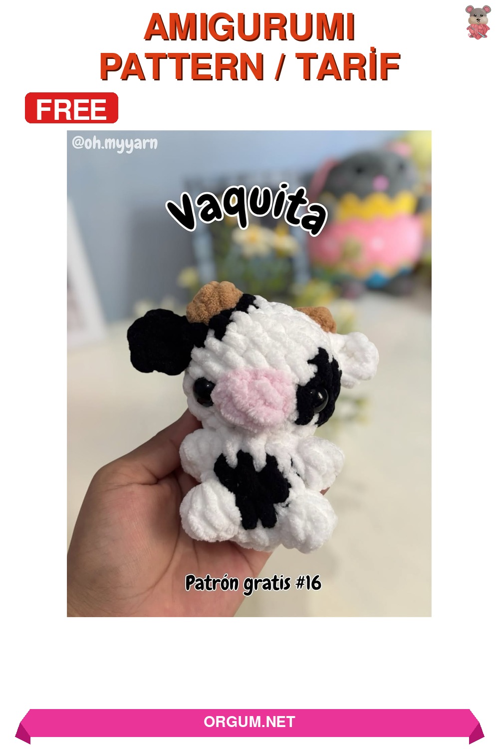 Mini İnek Ulla Amigurumi Tarifi Pin