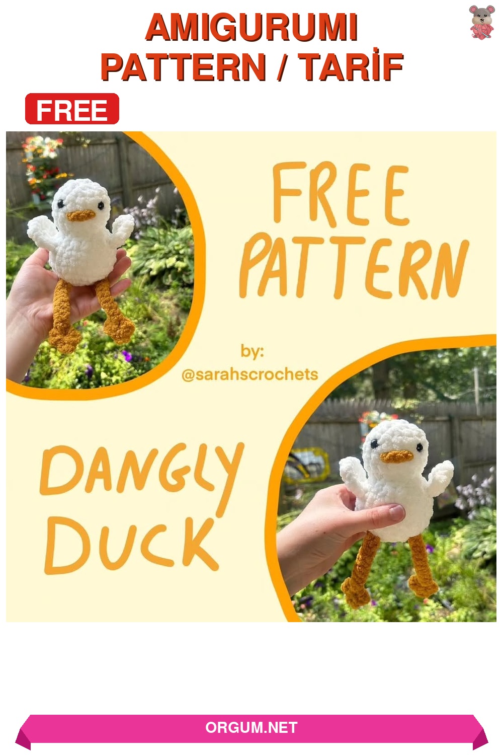 Sarkan Ördek Amigurumi Tarifi Pin