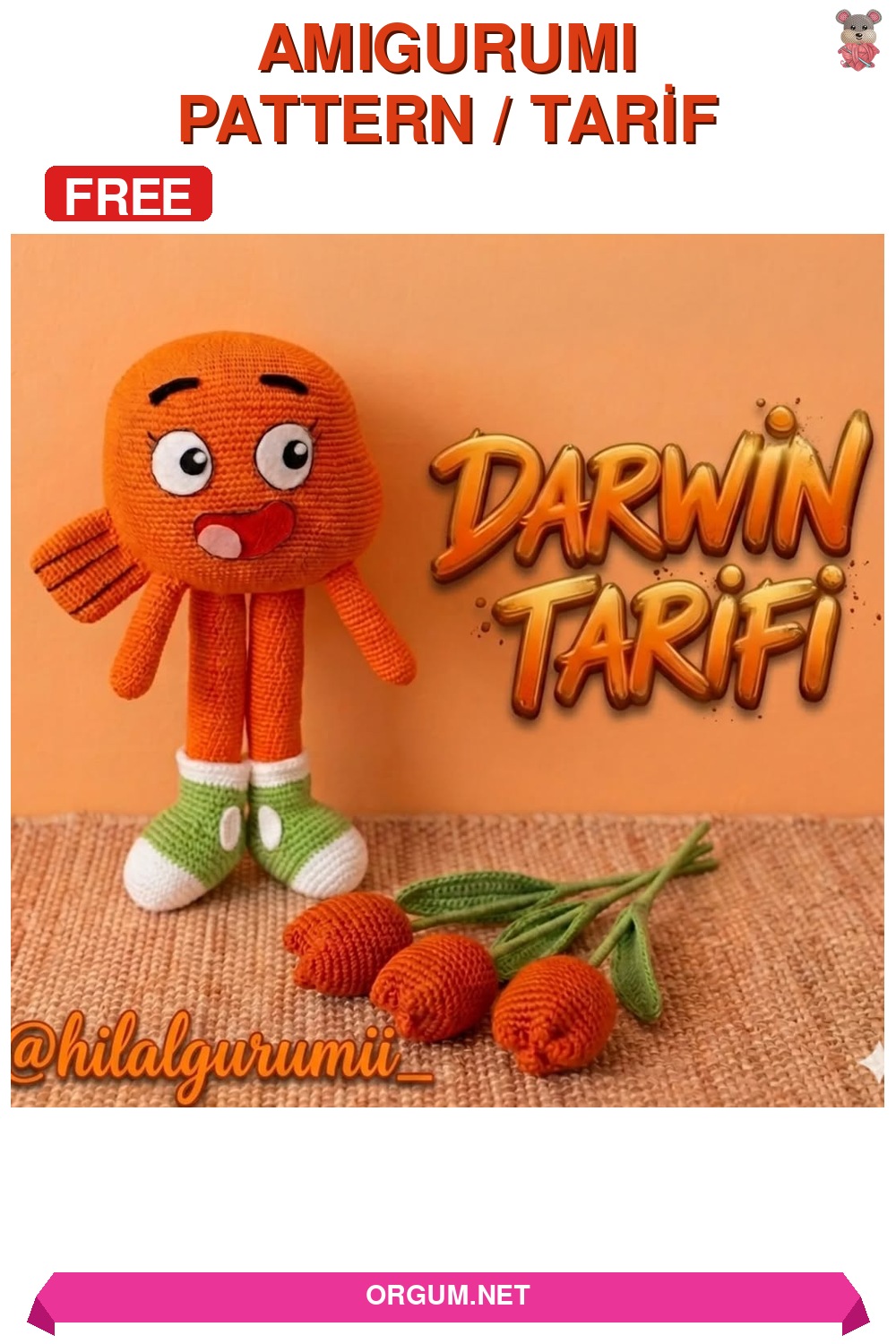 Darwin Watterson Amigurumi Amigurumi Tarifi Pin
