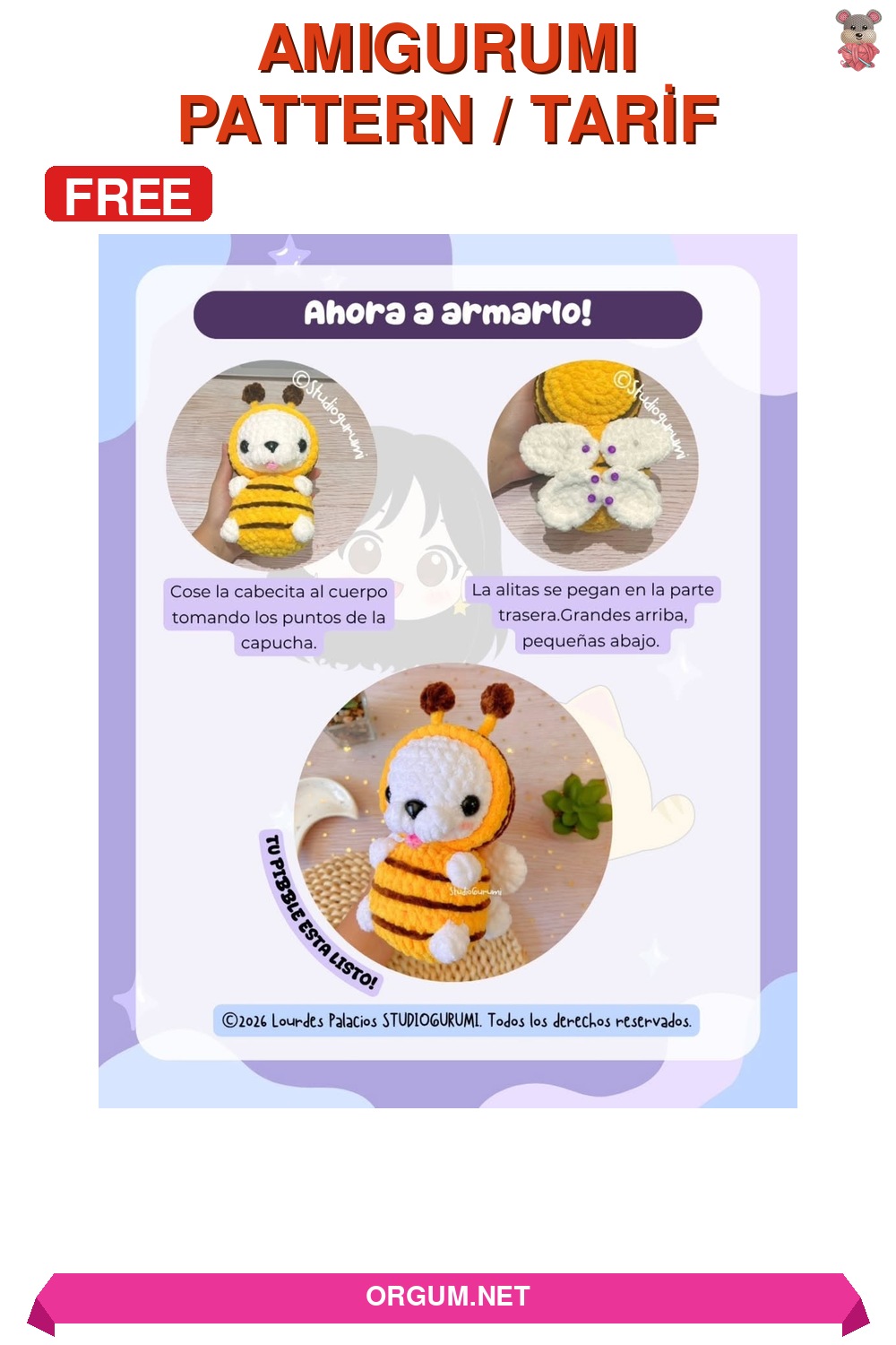 Pibble Bee Amigurumi Tarifi: Şönil İple Sevimli Arı Yapımı 4 Pibble Bee Amigurumi Amigurumi Tarifi Pin