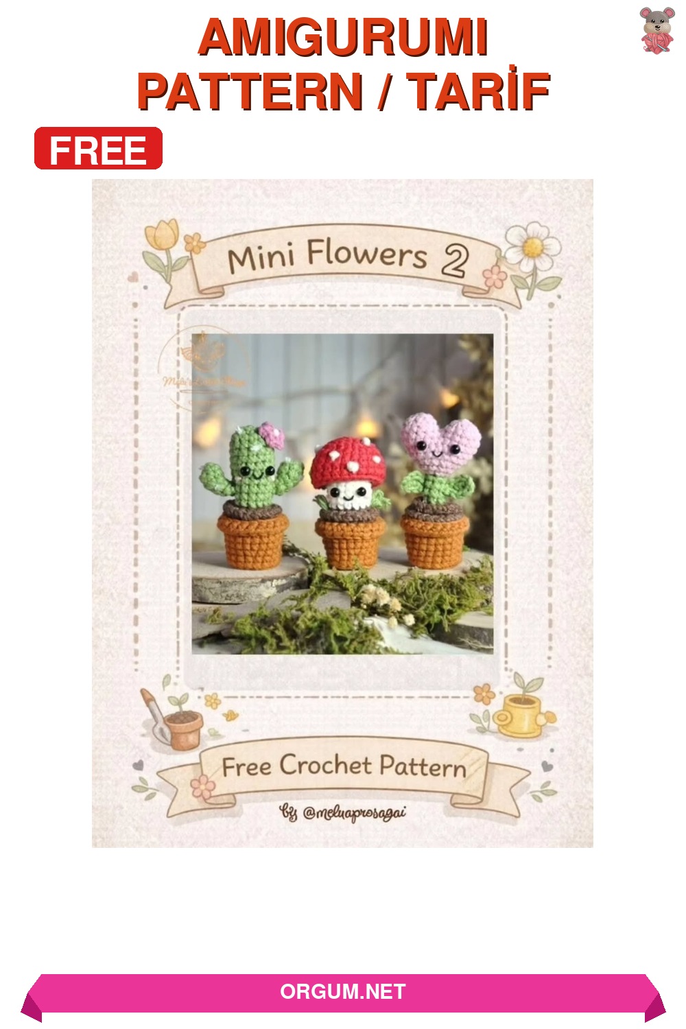 Saksıda Kaktüs Ve Çiçek Sepeti Amigurumi Tarifi - Ücretsiz Ve Kolay 4 Saksıda Kaktüs Ve Çiçek Sepeti Amigurumi Tarifi Pin