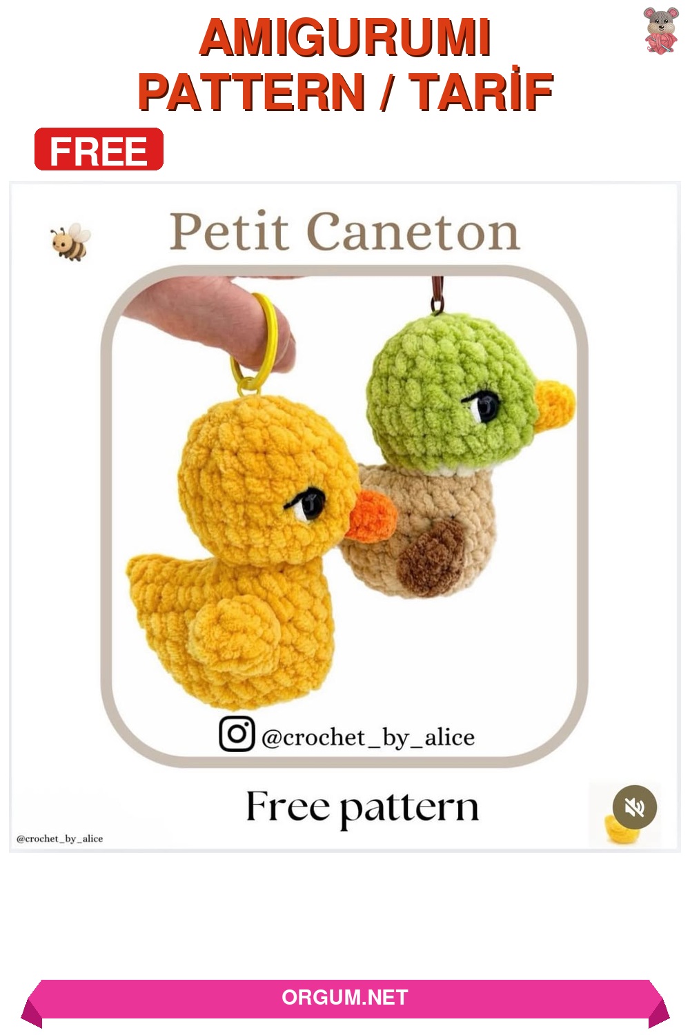 Küçük Ördek Yavrusu Amigurumi Tarifi Pin
