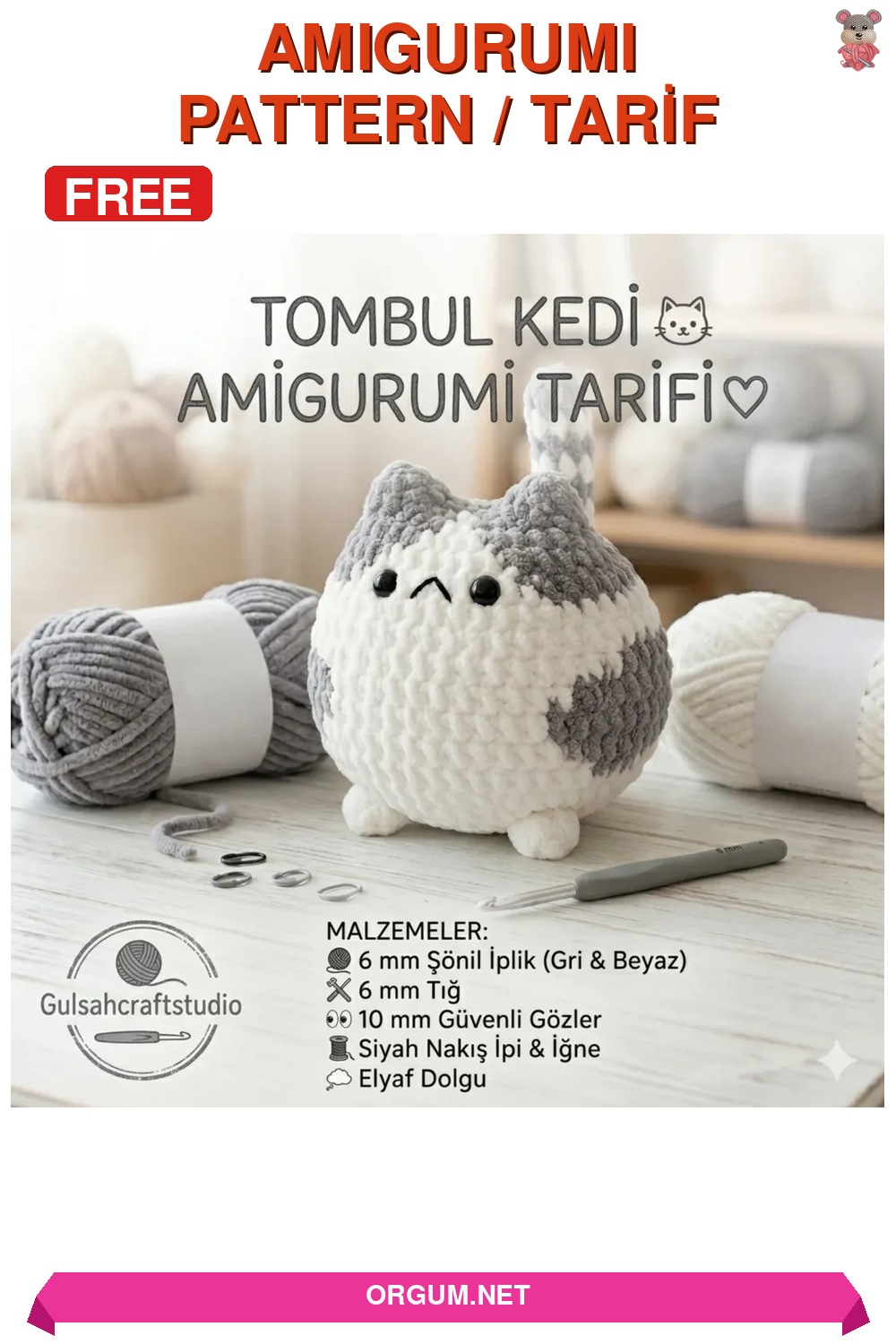 Tombul Kedi Amigurumi Tarifi: Adım Adım Sevimli Bir Dost Örün 4 Tombul Kedi Amigurumi Tarifi Pin