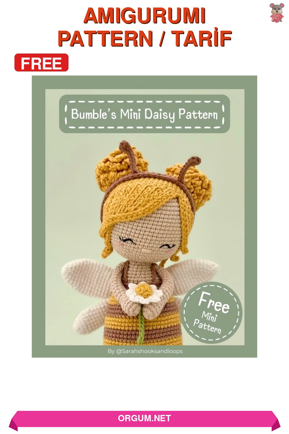 Mini Papatya Çiçeği Amigurumi Tarifi: Adım Adım Ücretsiz Yapılışı 4 Mini Papatya Çiçeği Amigurumi Tarifi Pin