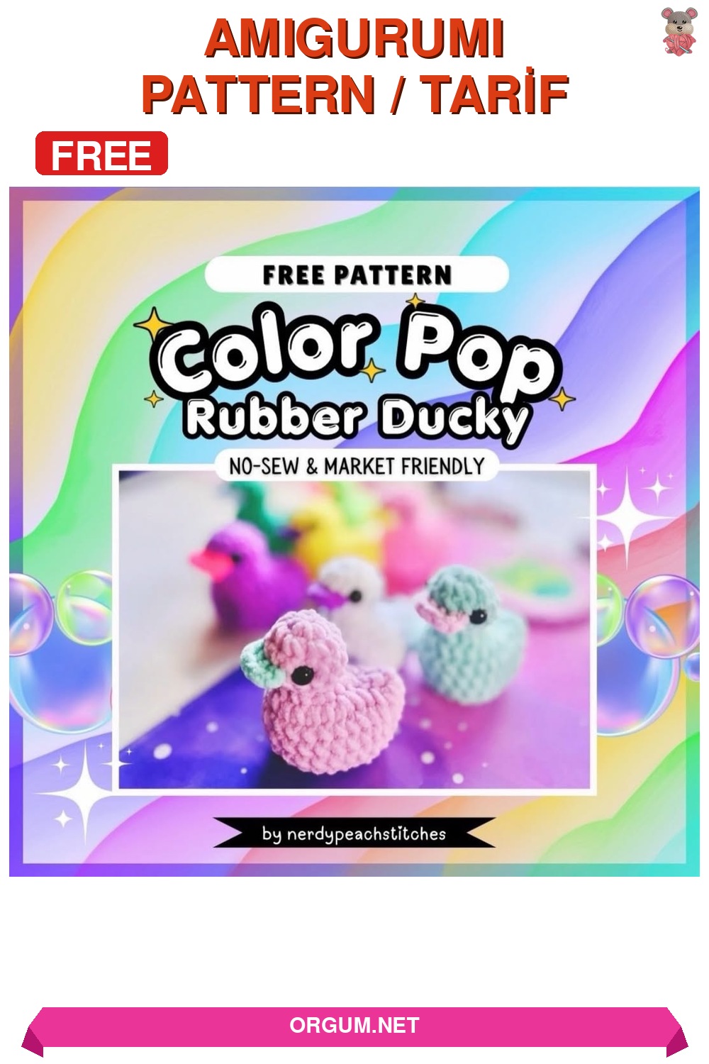 Color Pop Lastik Ördek Amigurumi Tarifi Pin