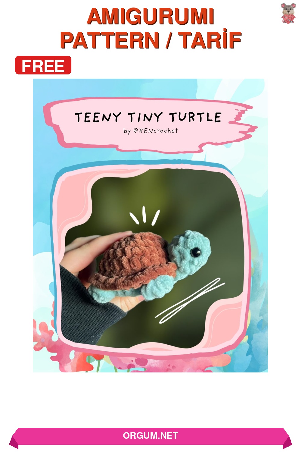 Küçücük Kaplumbağa Amigurumi Tarifi Pin