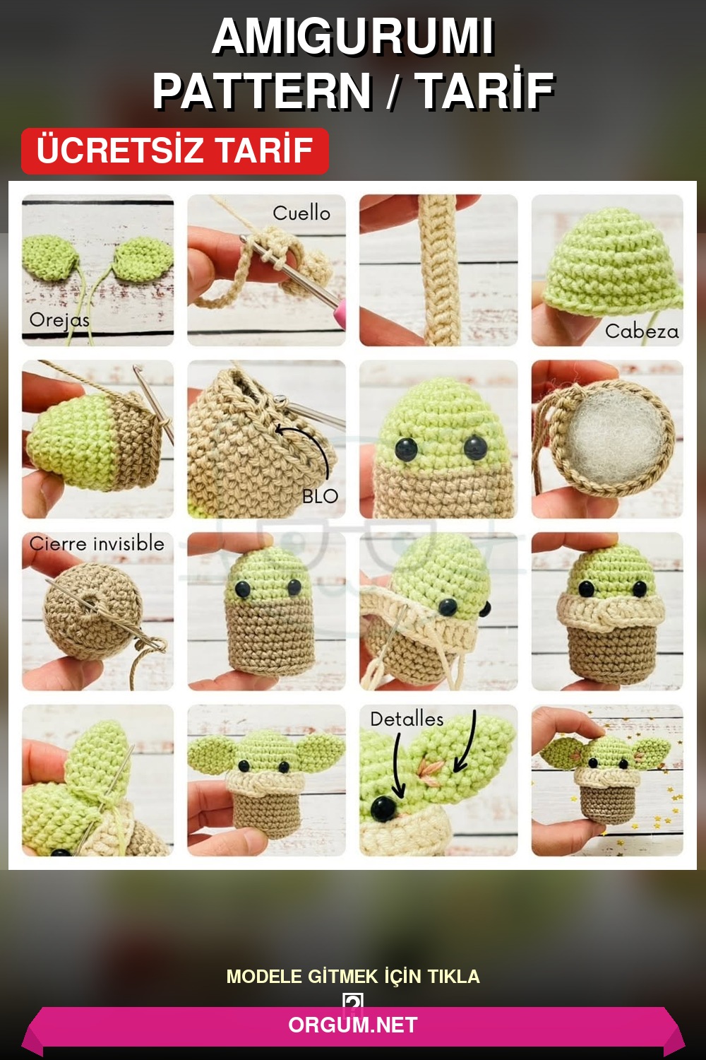 Mini Baby Yoda (Grogu) Amigurumi Tarifi Pin