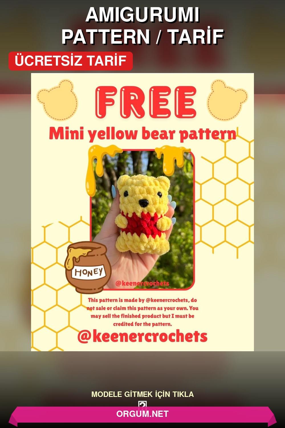 Mini Sarı Ayıcık Amigurumi Tarifi Pin