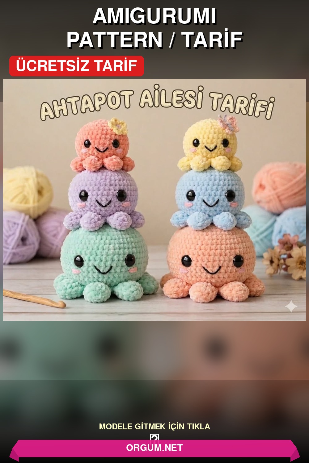 Ahtapot Ailesi Amigurumi Tarifi Pin