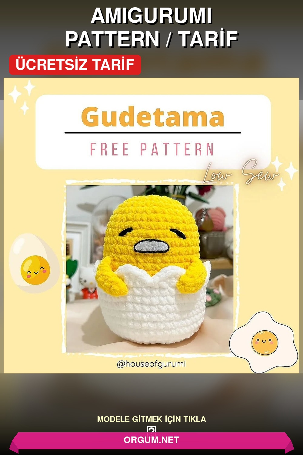 Gudetama Amigurumi Amigurumi Tarifi Pin