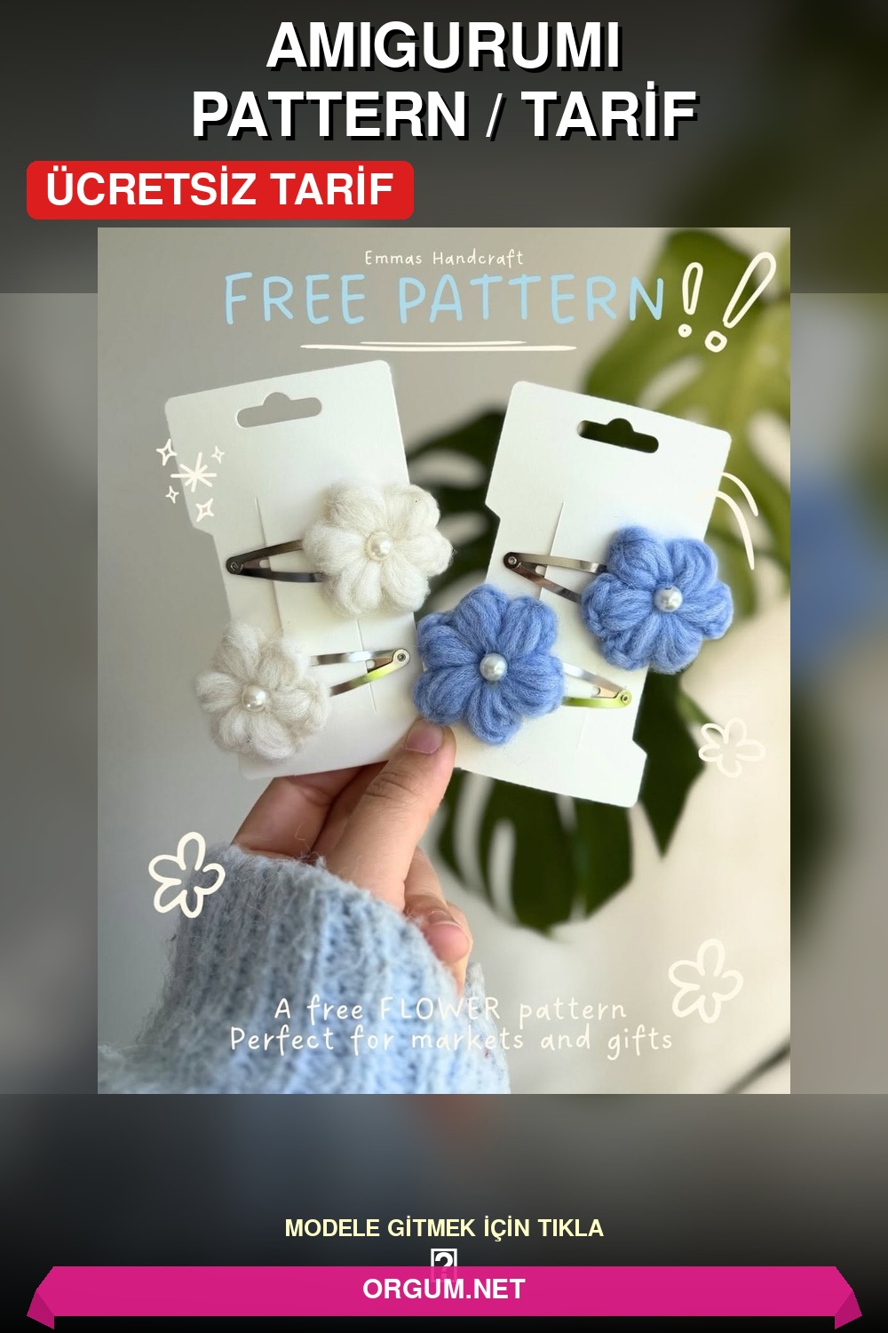 Çiçek Amigurumi Tarifi: Ücretsiz Ve Kolay Saç Tokası Modeli 5 Çiçek Amigurumi Tarifi Pin