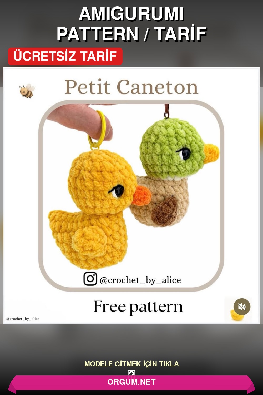 Küçük Ördek Yavrusu Amigurumi Tarifi Pin