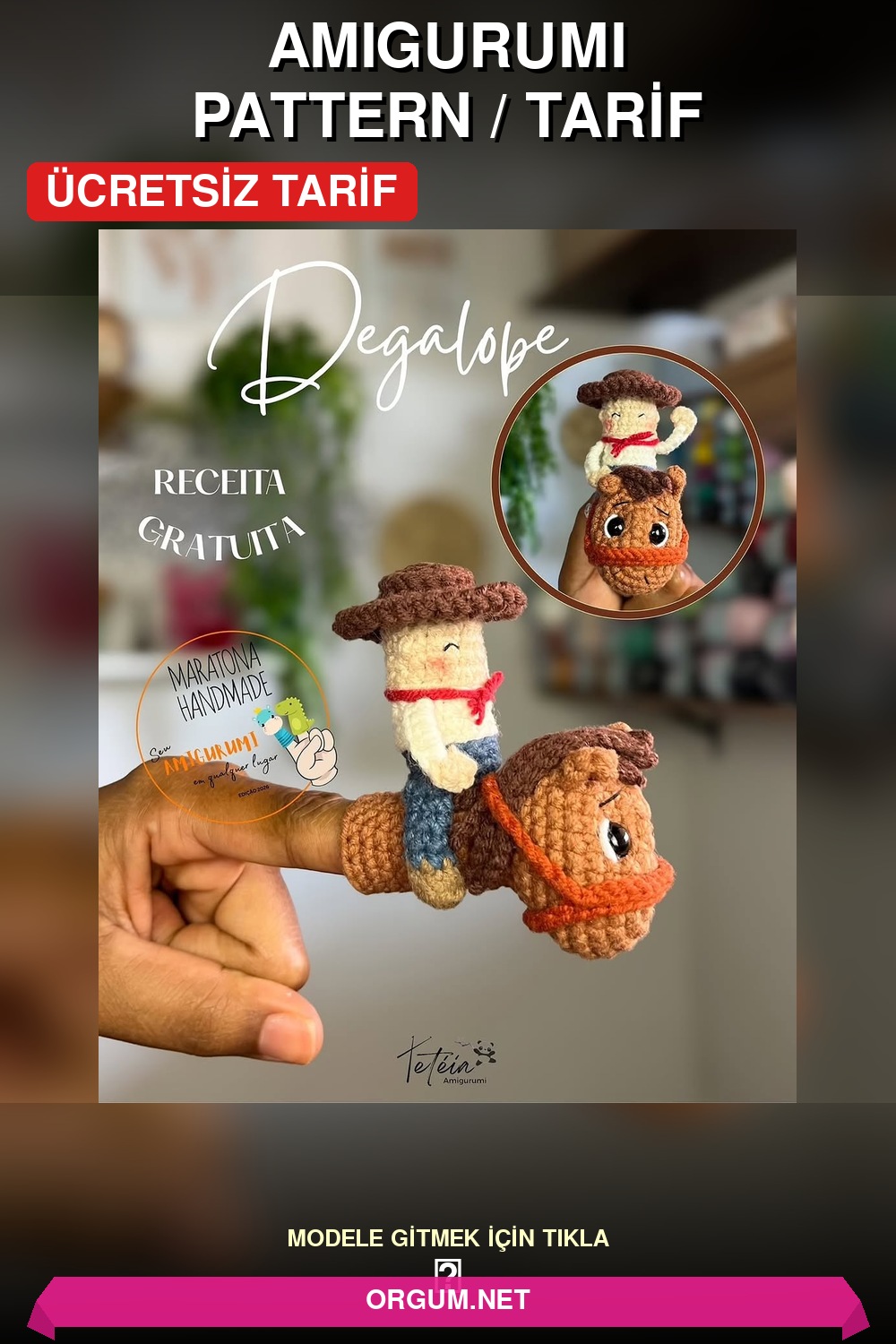 Degalope Kovboy Ve Atı Parmak Kuklası Amigurumi Tarifi Pin