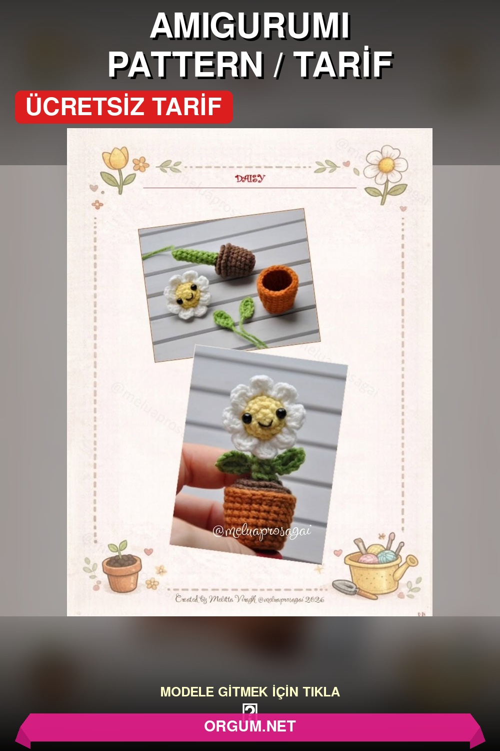 Papatya Amigurumi Tarifi Pin