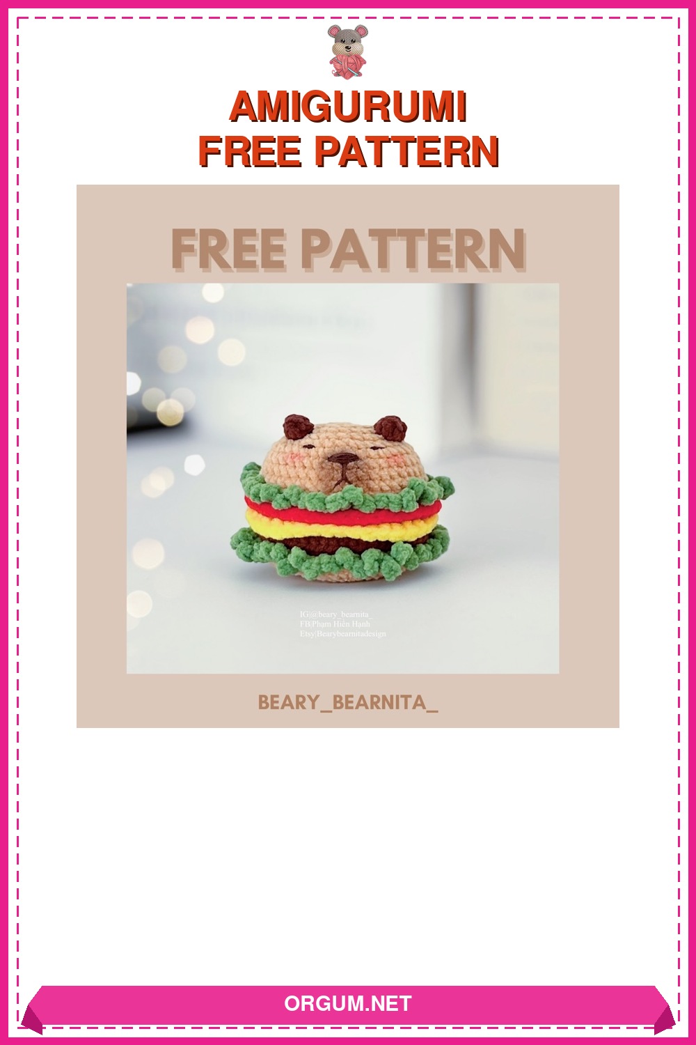 Kapibara Burger Amigurumi Tarifi Pin