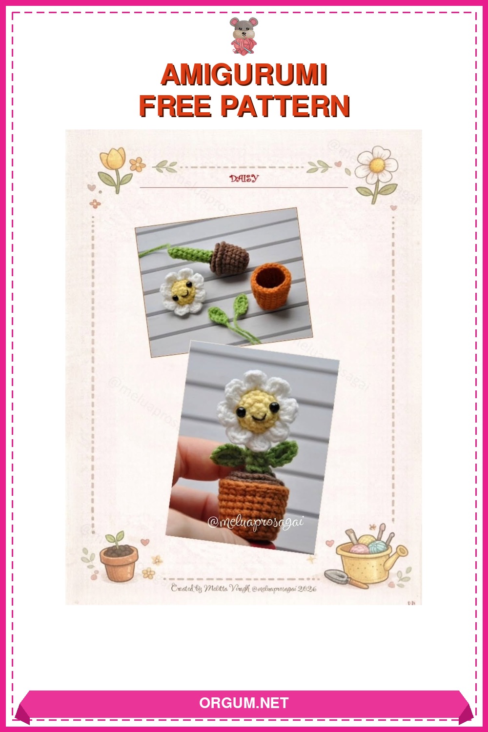 Papatya Amigurumi Tarifi Pin