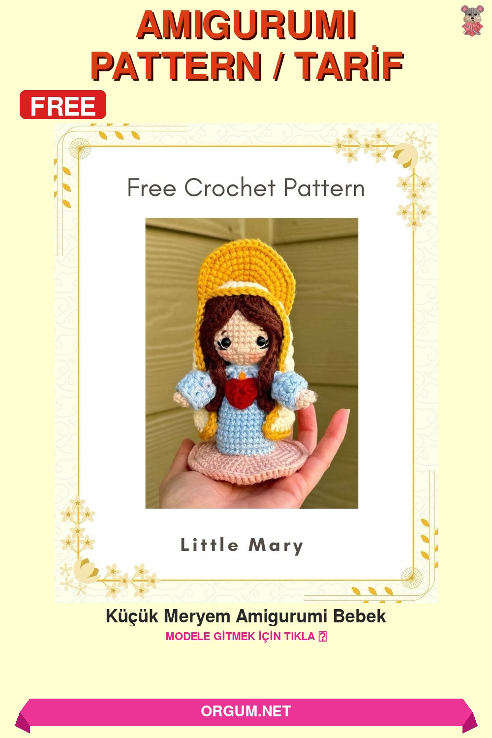 Küçük Meryem Amigurumi Bebek Amigurumi Tarifi Pin