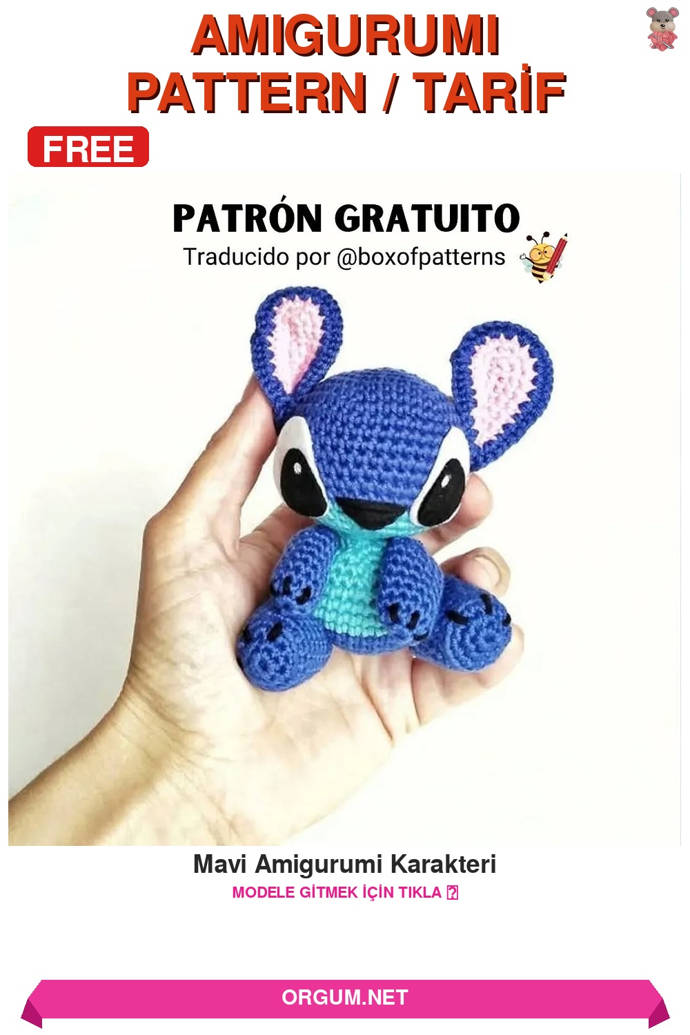 Mavi Amigurumi Karakteri Amigurumi Tarifi Pin