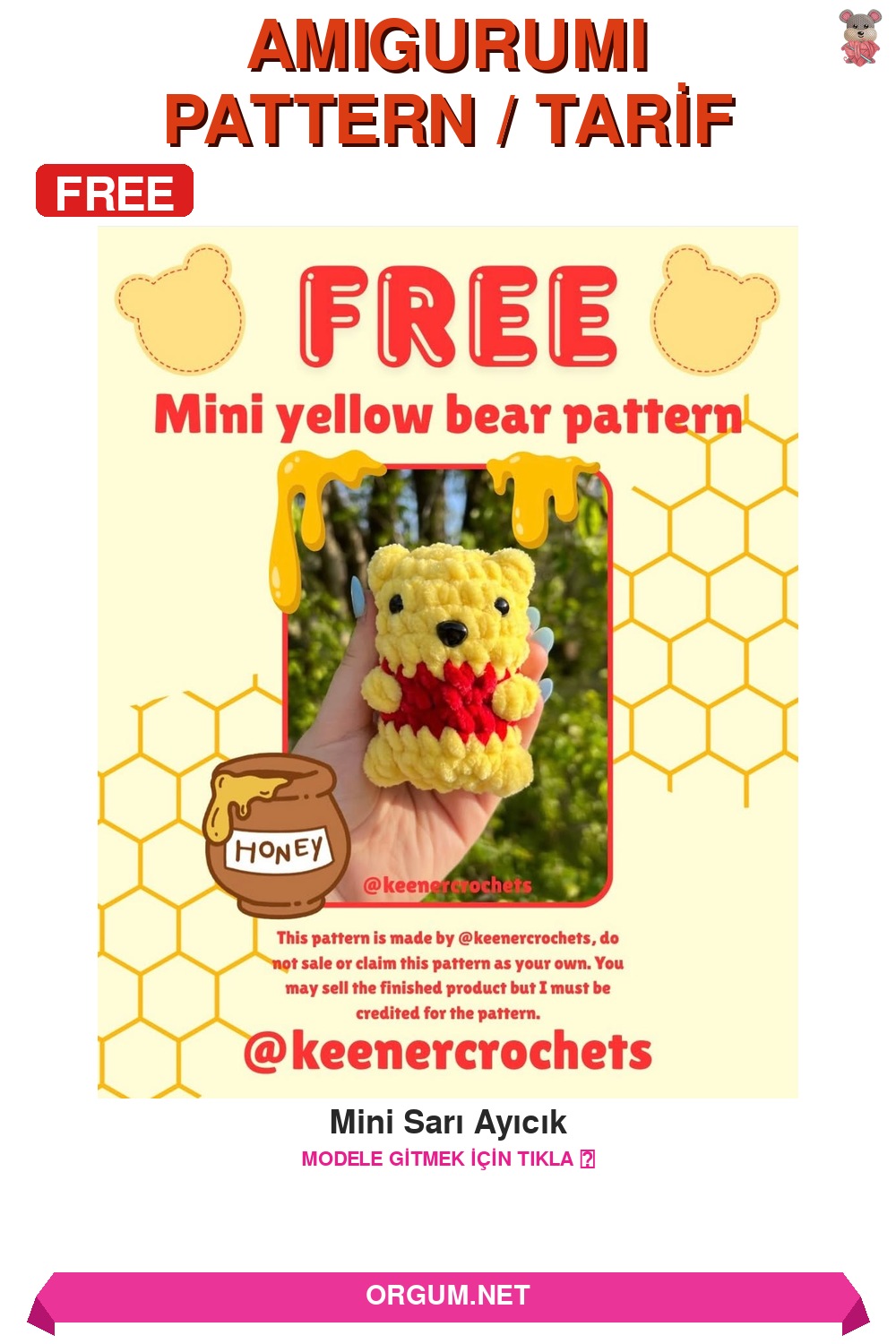 Mini Sarı Ayıcık Amigurumi Tarifi Pin