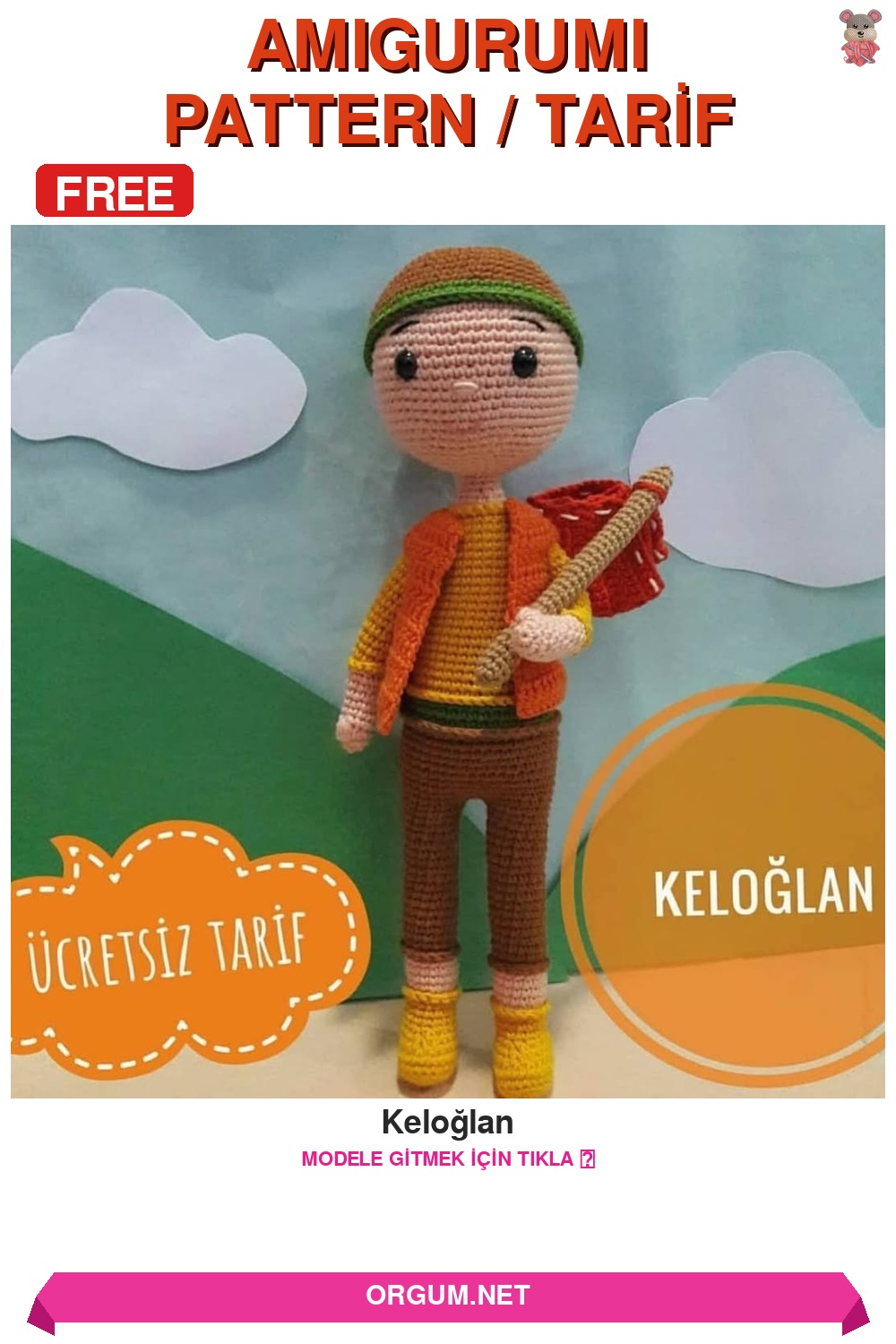 Keloğlan Amigurumi Tarifi Pin