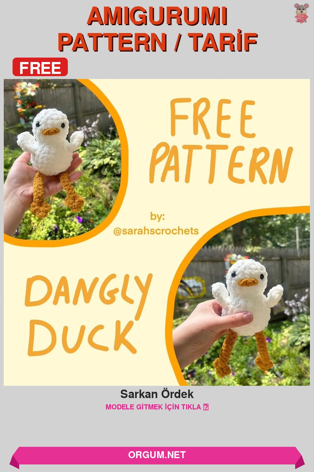 Sarkan Ördek Amigurumi Tarifi Pin
