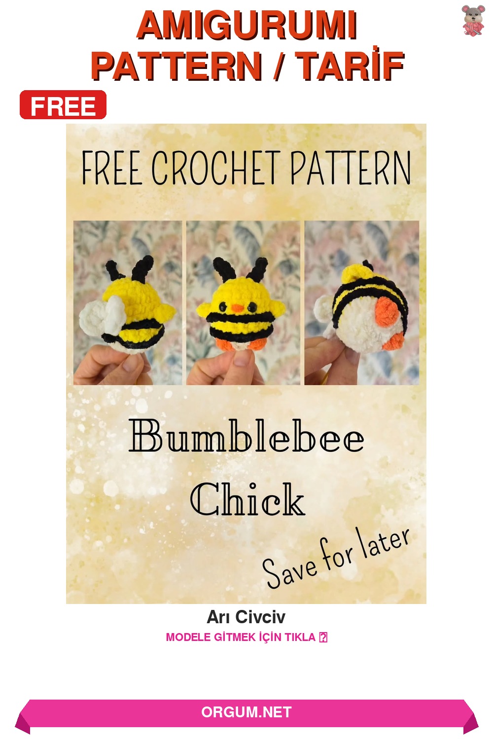 Arı Civciv Amigurumi Tarifi Pin