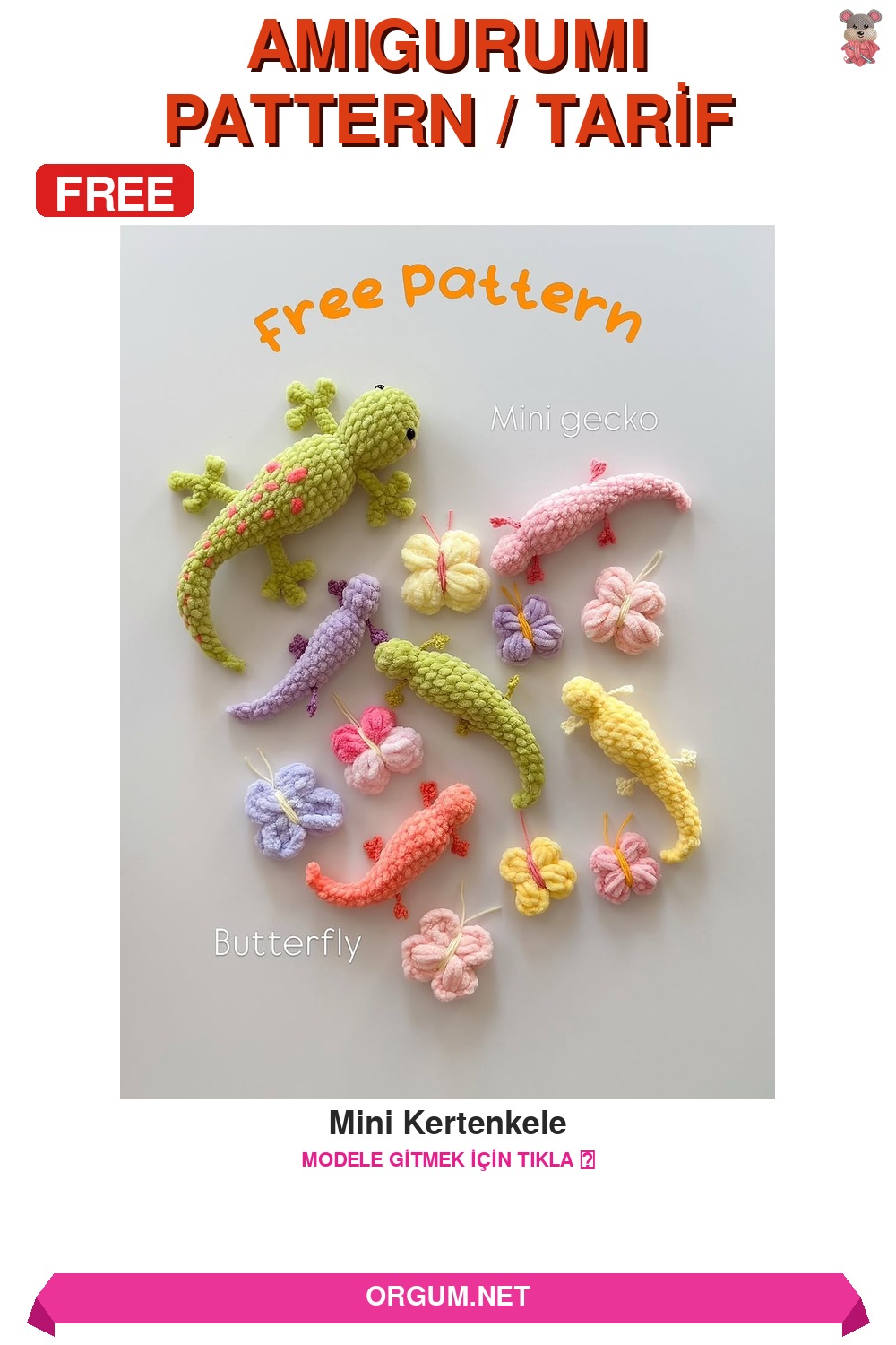 Mini Kertenkele Amigurumi Tarifi Pin