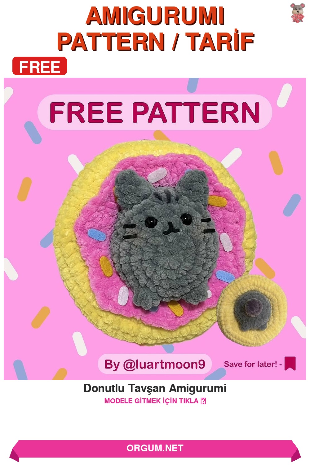 Donutlu Tavşan Amigurumi Amigurumi Tarifi Pin