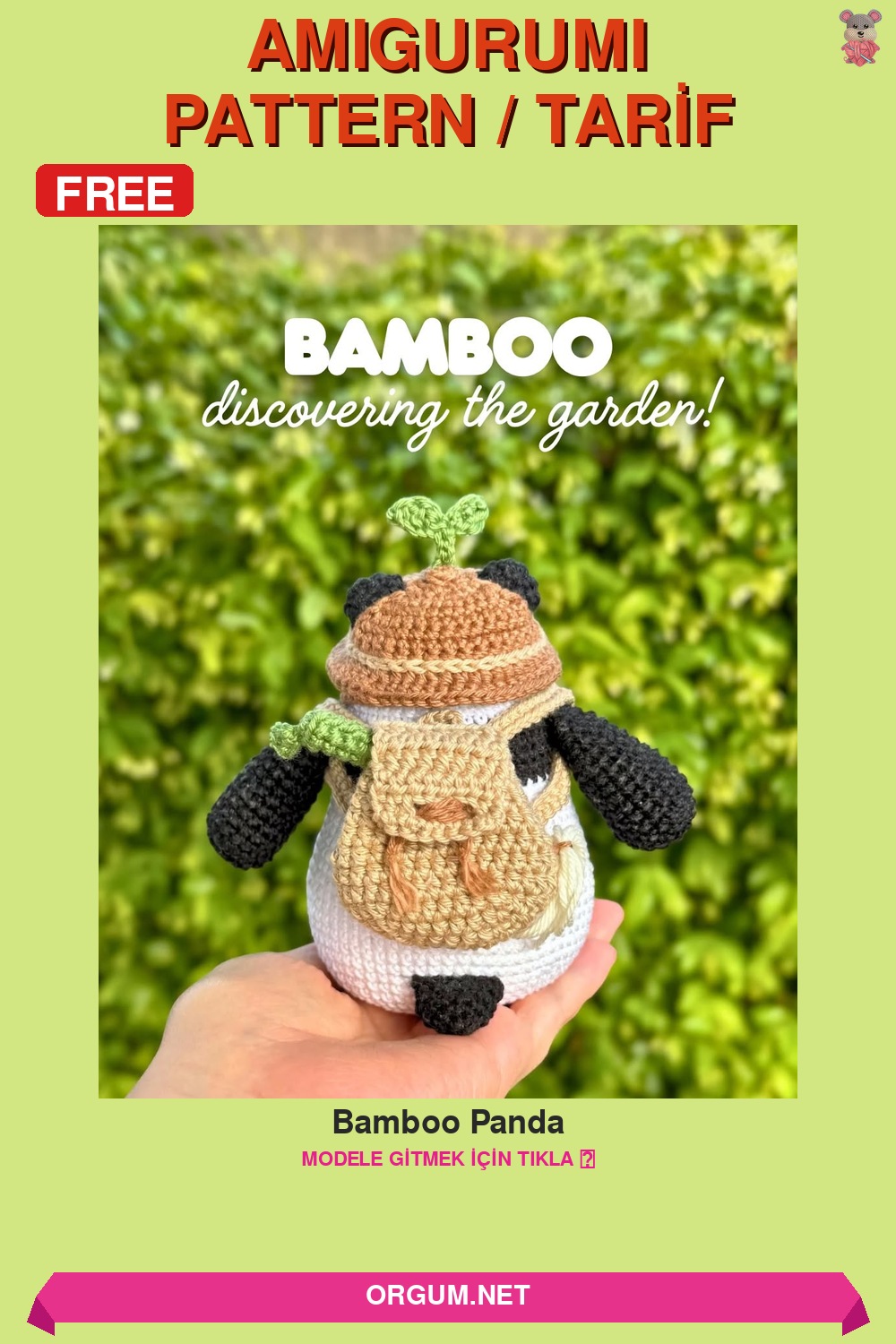 Bamboo Panda Amigurumi Tarifi Pin