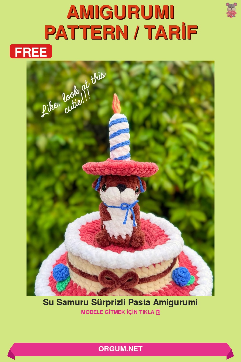 Su Samuru Sürprizli Pasta Amigurumi Amigurumi Tarifi Pin