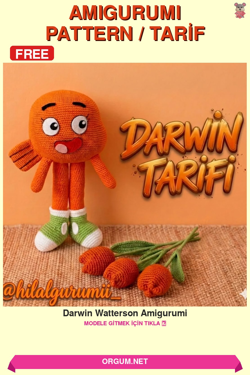 Darwin Watterson Amigurumi Amigurumi Tarifi Pin