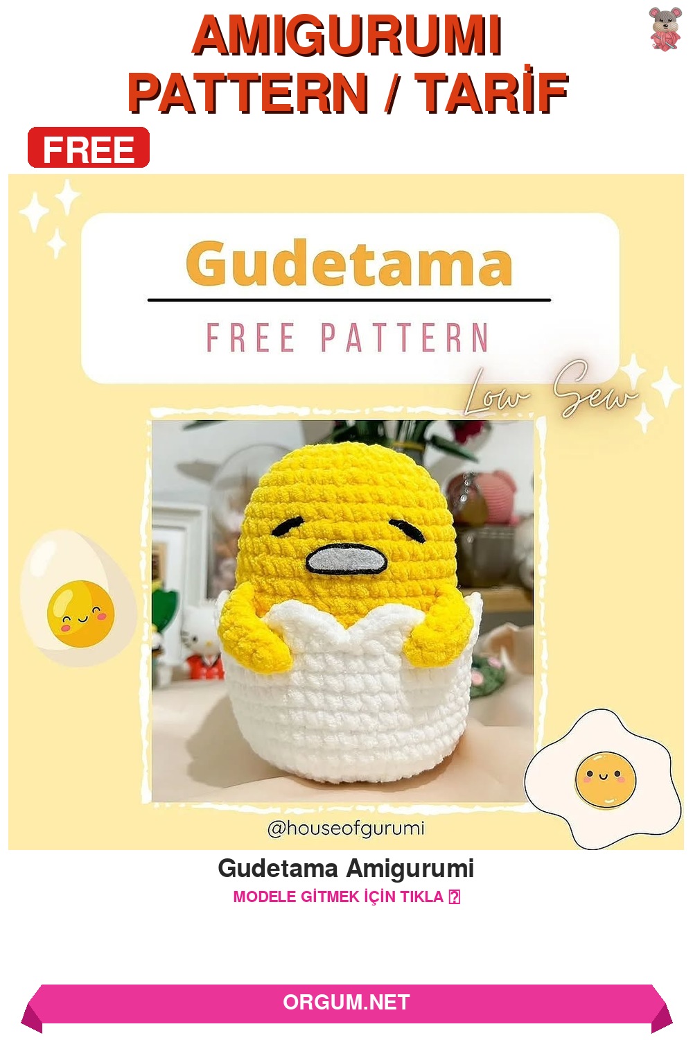 Gudetama Amigurumi Amigurumi Tarifi Pin