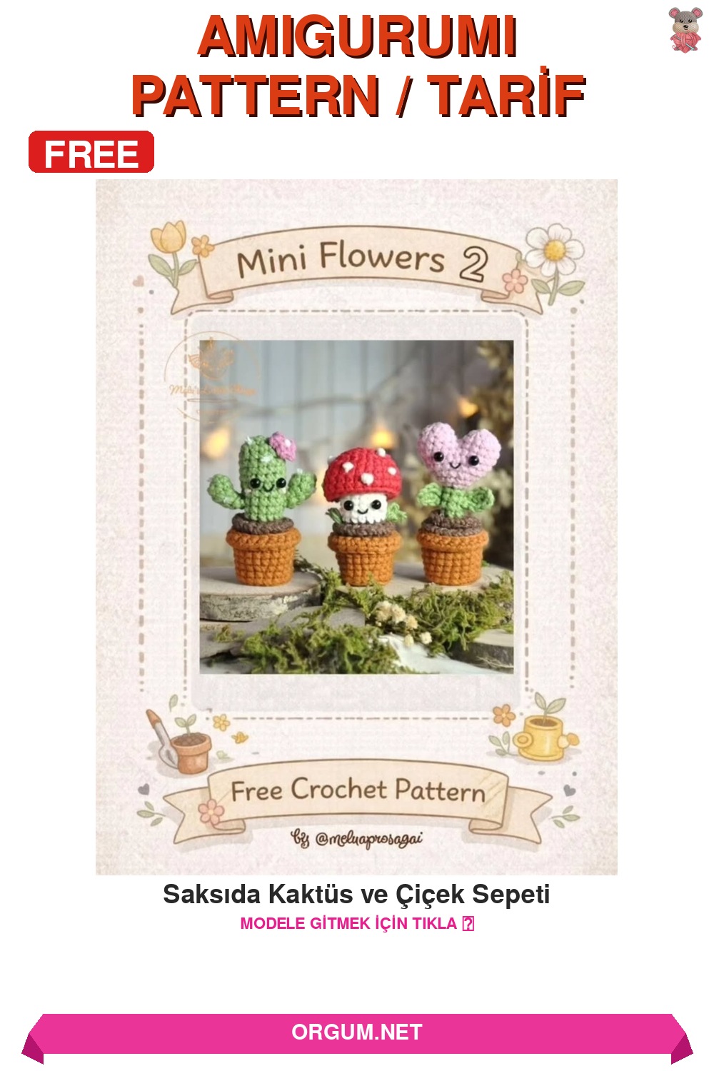 Saksıda Kaktüs Ve Çiçek Sepeti Amigurumi Tarifi - Ücretsiz Ve Kolay 7 Saksıda Kaktüs Ve Çiçek Sepeti Amigurumi Tarifi Pin