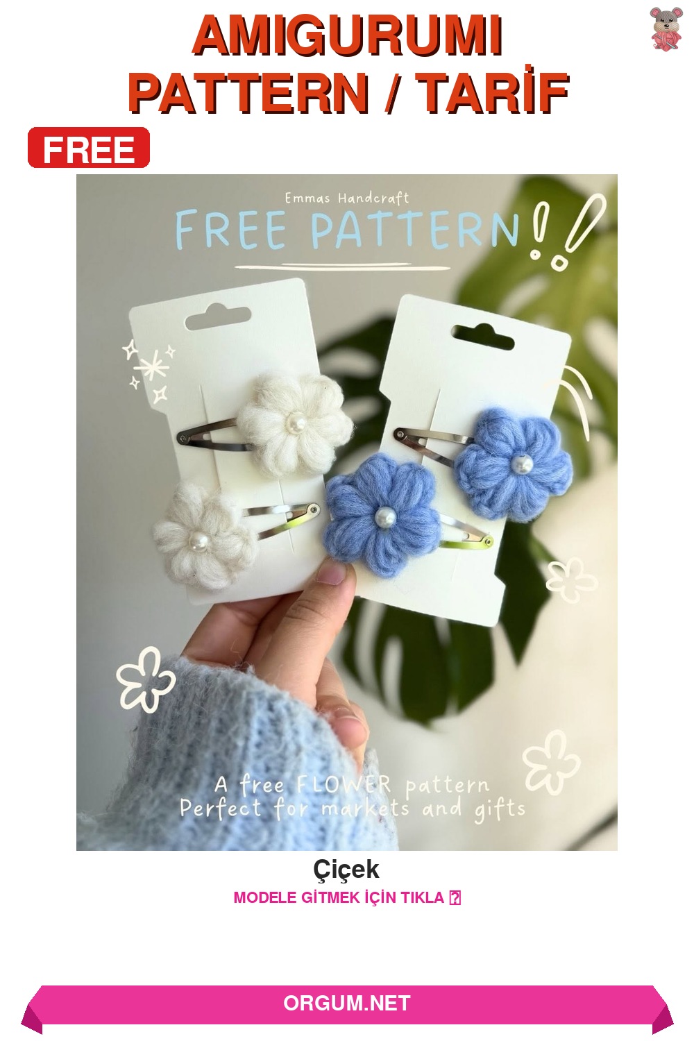 Çiçek Amigurumi Tarifi: Ücretsiz Ve Kolay Saç Tokası Modeli 7 Çiçek Amigurumi Tarifi Pin