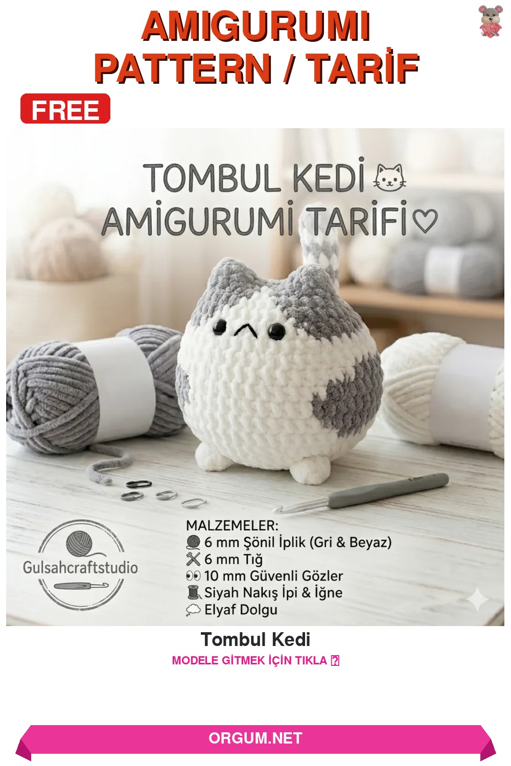 Tombul Kedi Amigurumi Tarifi: Adım Adım Sevimli Bir Dost Örün 7 Tombul Kedi Amigurumi Tarifi Pin