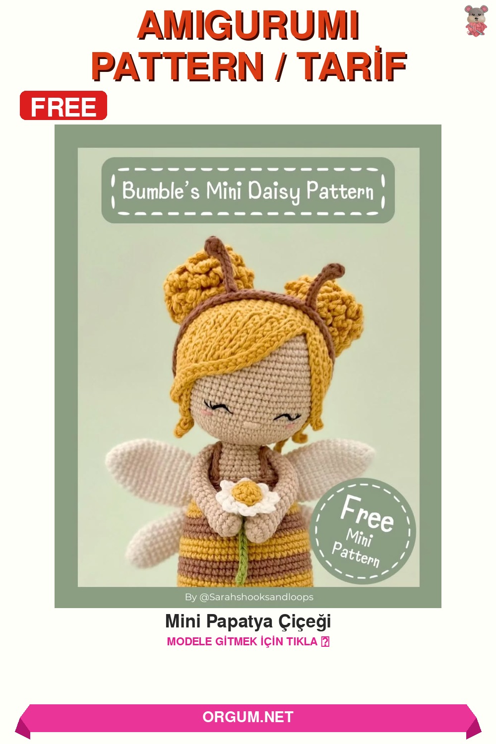 Mini Papatya Çiçeği Amigurumi Tarifi: Adım Adım Ücretsiz Yapılışı 7 Mini Papatya Çiçeği Amigurumi Tarifi Pin