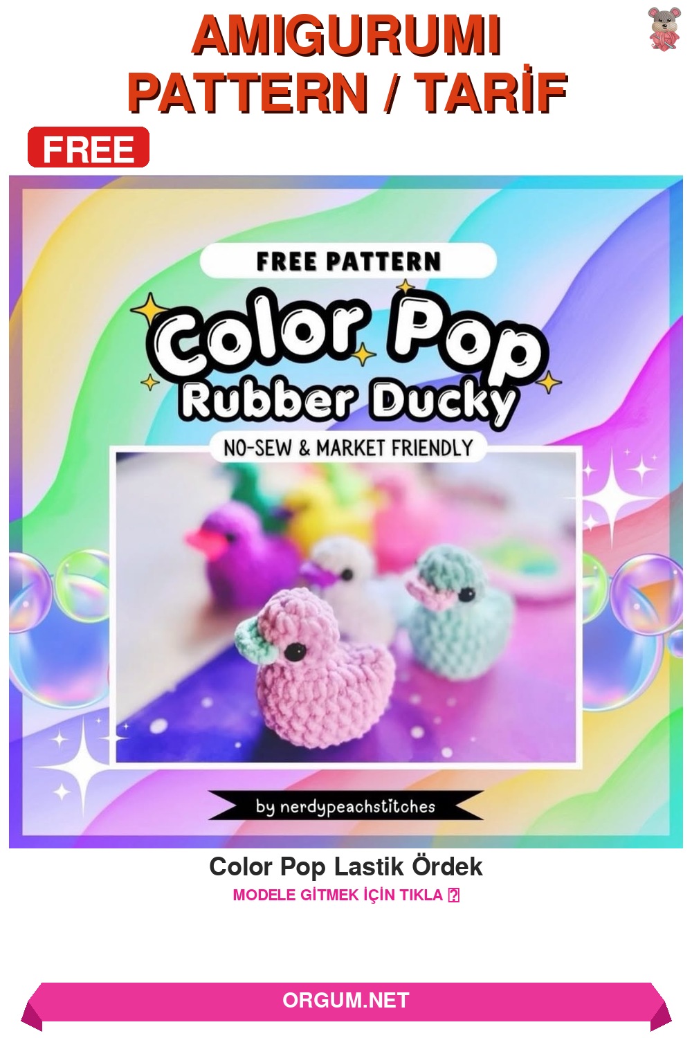Color Pop Lastik Ördek Amigurumi Tarifi Pin