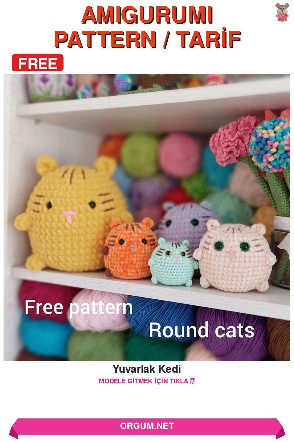 Yuvarlak Kedi Amigurumi Tarifi Pin