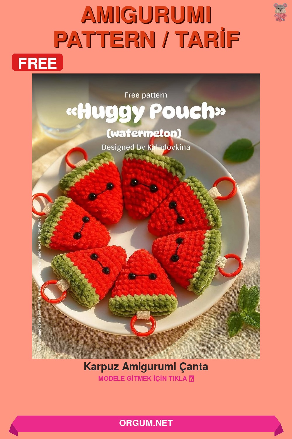 Karpuz Amigurumi Çanta Amigurumi Tarifi Pin