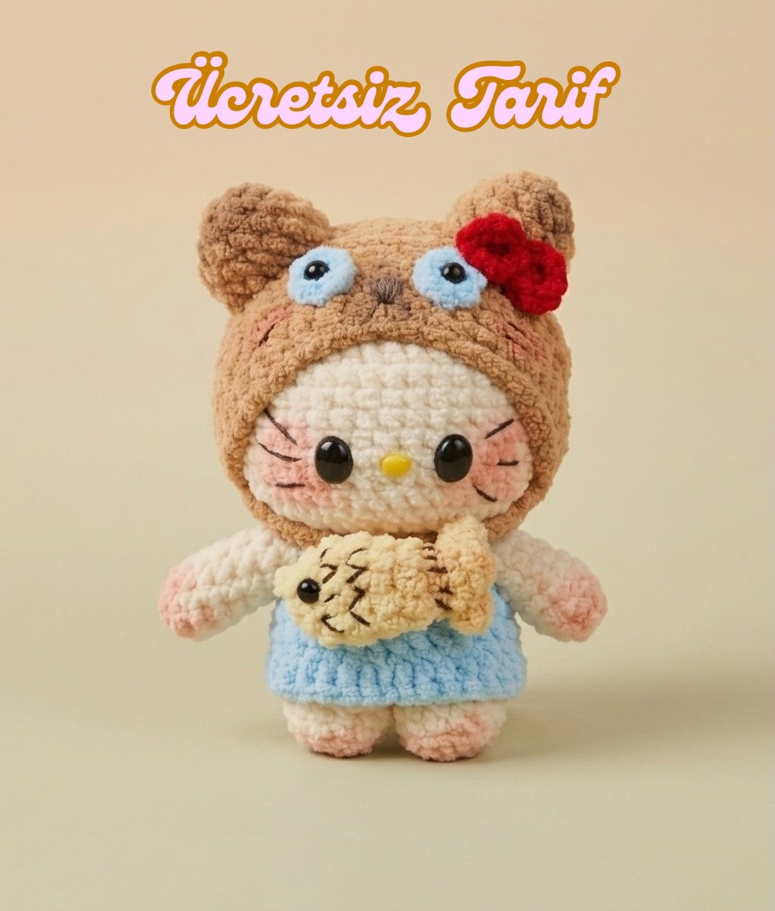 Kapüşonlu Ve Balıklı Amigurumi Kız Bebek Amigurumi