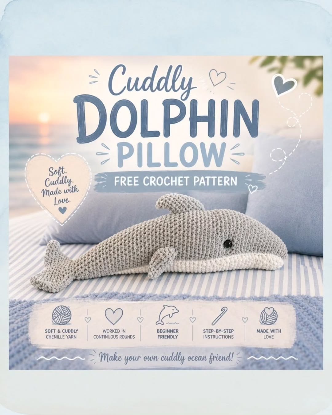 Yunus Yastığı (Cuddly Dolphin Pillow) Amigurumi