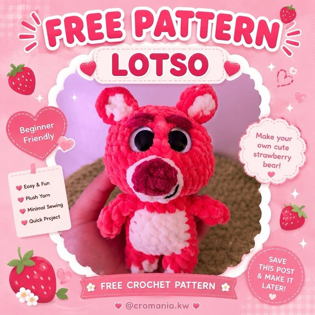 Mini Lotso Ayıcık (Çilek Kokulu Ayı Amigurumi) Amigurumi