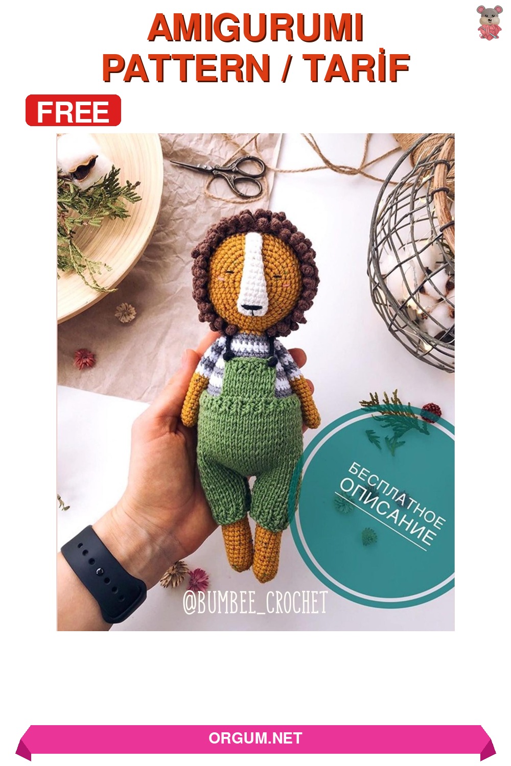 Bonifasyus Aslan Amigurumi Tarifi - Ücretsiz Türkçe Örgü Anlatımı 4 Bonifasyus Aslan (Lev Bonifatiy) Amigurumi Tarifi Pin